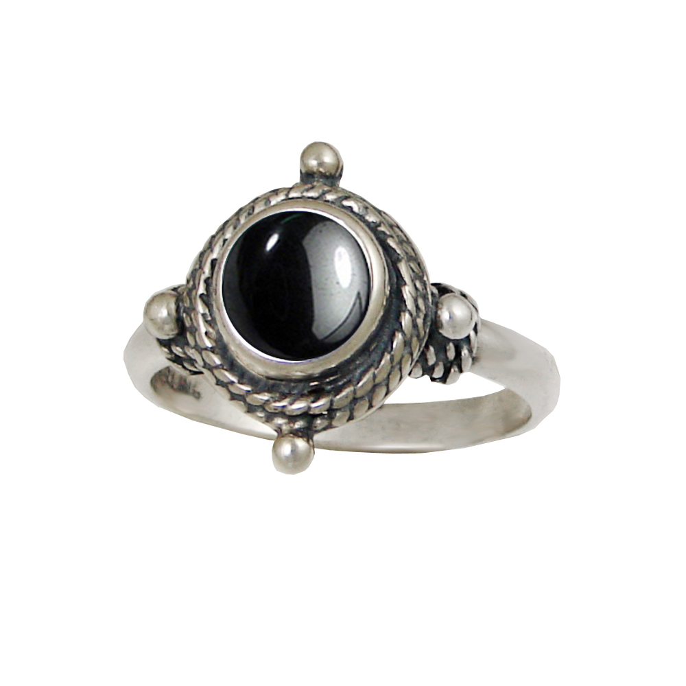 Sterling Silver Gemstone Ring With Hematite Size 6